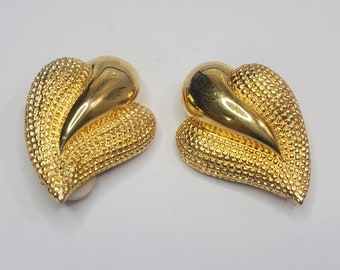 Vintage AFJ Gold Tone Clip Earrings