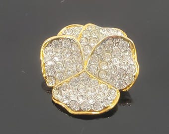 Vintage Smithsonian Strass Pave Pansy Brosche Pin signiert