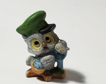 Vintage Enesco Mail Carrier Mailman Postman Owl Figure