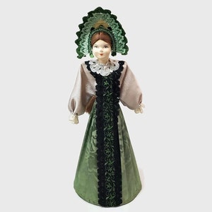 Vintage Traditional Russian Doll Porcelain Head  9&quot; Tall Made in Russia