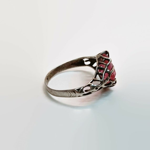 Vintage Sterling Silver Pink Glass Stone Ring Siz… - image 2
