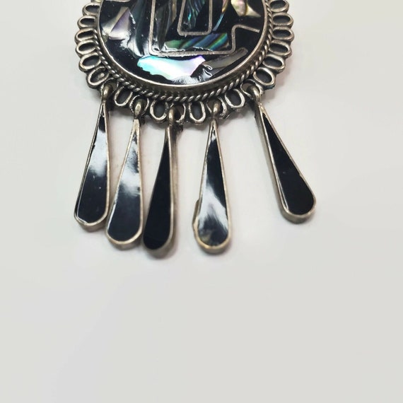 Vintage Taxco Mexico Abalone & Enamel Sterling Si… - image 2