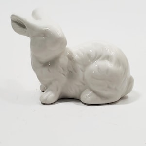 Small White Ceramic Rabbit Bunny Figurine
