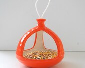 Bird Feeder Atomic Retro Home Ceramic Planter Hanging feeder Orange Bird Bath Garden Decor Succulent Planter Mid Century Decor MCM Handmade