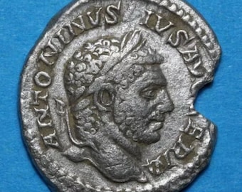 Roman coin Silver denarius Caracalla Rome circa 196-217 A.D