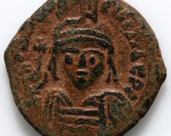 Byzantine Coin AE-half follis- Maurice Tiberius-Constantinople-582-602 AD-year 7