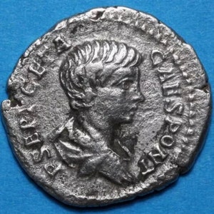 Roman coin-Silver Denarius Geta Caesar, circa 218-222 A.D-Rome image 1