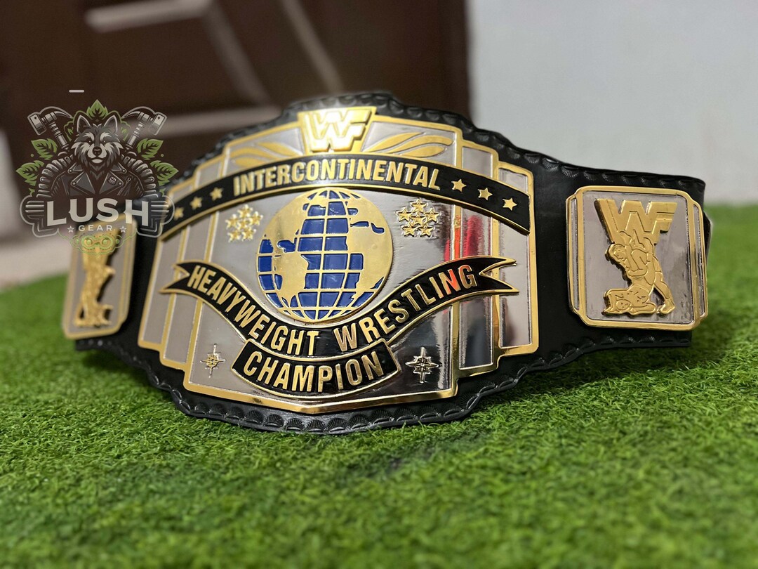 Wwf Handheld WWF Intercontinental Heavyweight Championship Belt Handmade Hand Tooled ...