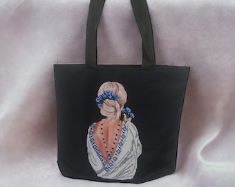 Unique handmade beaded shopper