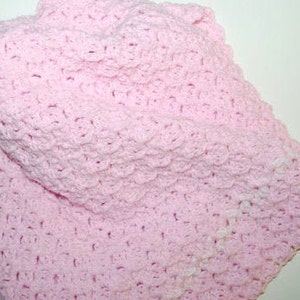 Easy Crochet Child Baby Blanket Pattern Reversible Textured w/ Scallop Edges Baby Afghan 3 sizes UK Conversion Cuddle Blanket Baby Toddler