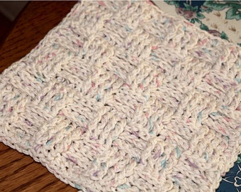Crochet  Basketweave Dishcloth Pattern 2 sizes Chunky Washcloth UK Conversion Table  Use your favorite size crochet hook Digital PDF