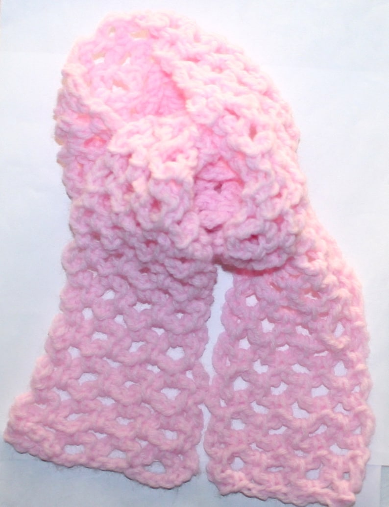 Baby Child Scarf Pattern Crochet Simple Airy Lacy Scarf 2 Sizes Use favorite size crochet hook Guide included by Stitcherydoo