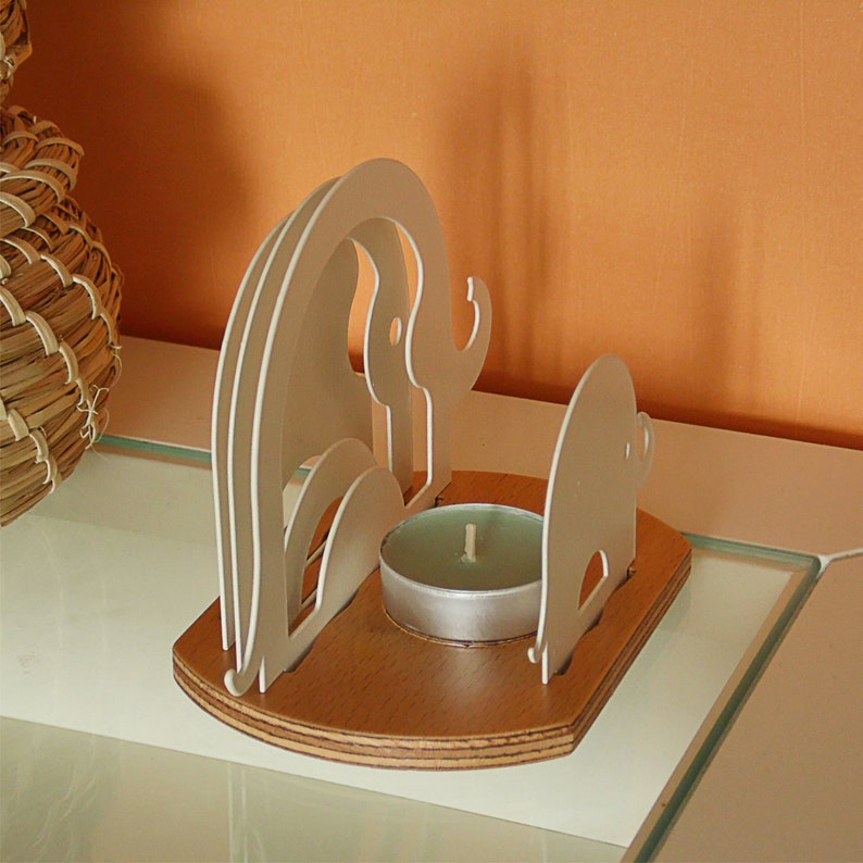 Lotus Metal & Wood Tea Light Candle Holder Gift zdjęcie 6