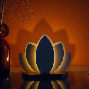 Lotus Metal & Wood Tea Light Candle Holder Gift zdjęcie 1