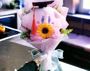 Flores de ganchillo Kirby bouquet -Ramo de graduación - Regalo del Día de la Madre - Regalo para mamá - Regalo de anime - Día de la Madre, Graduación- ramo de anime