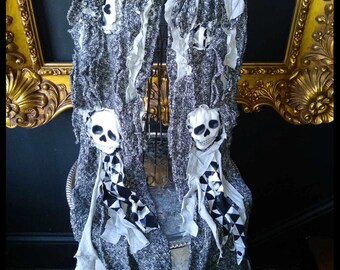 Skull Scarf – Gothic Punk Fashion Accessory. Grey. Lightweight - Etsy