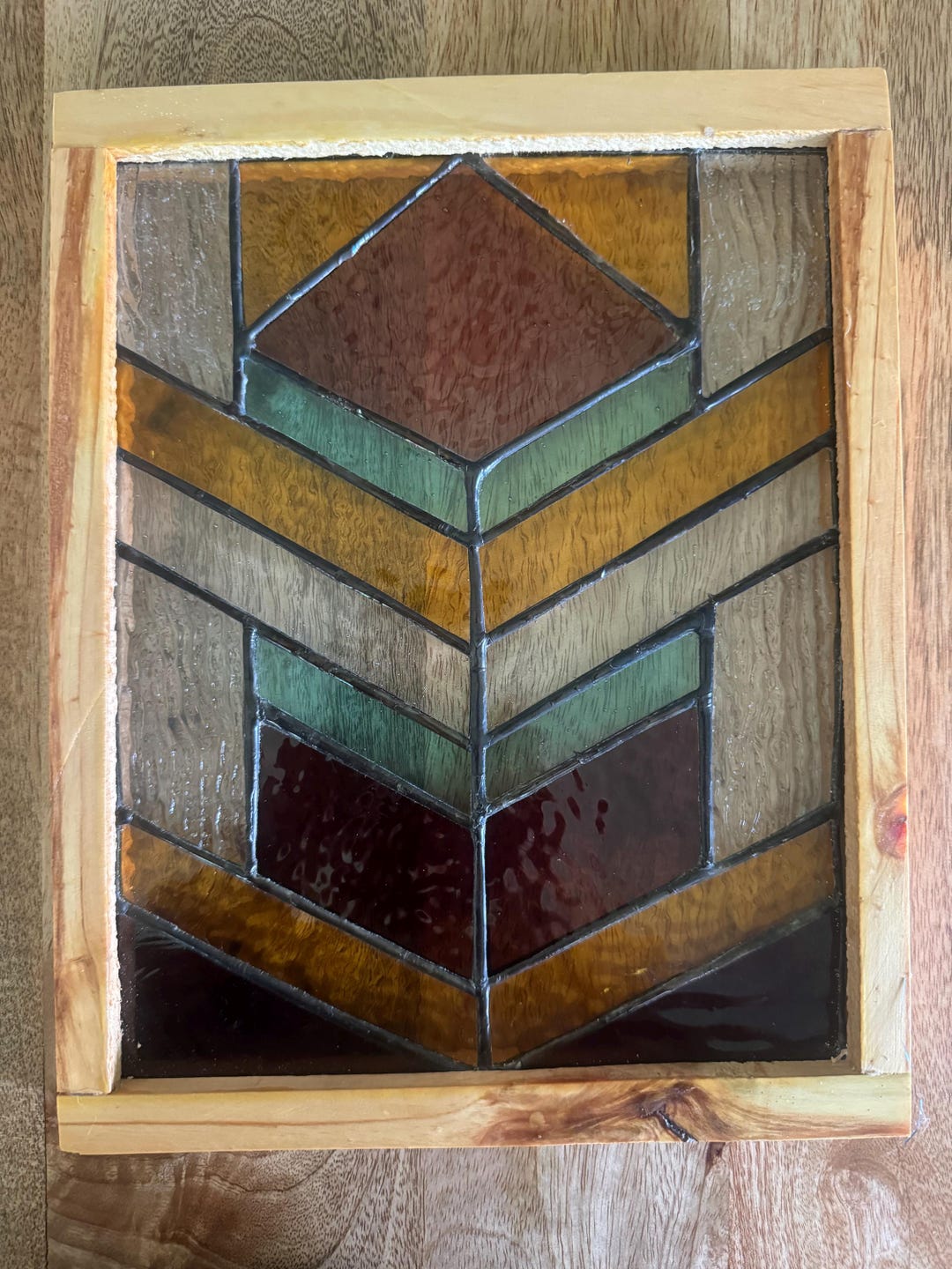 Geometric Framed Stained Glass Panel - Etsy