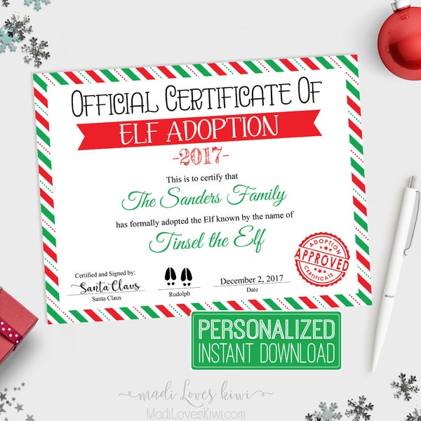 Child Adoption Certificate Template Etsy