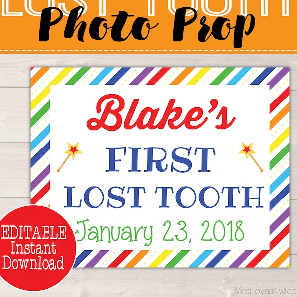 Rainbow Tooth Fairy Prop, First Lost Tooth Photo Prop, First Lost Tooth Sign, Digital Tooth Fairy, Girl Tooth Fairy, Lost First Tooth Sign