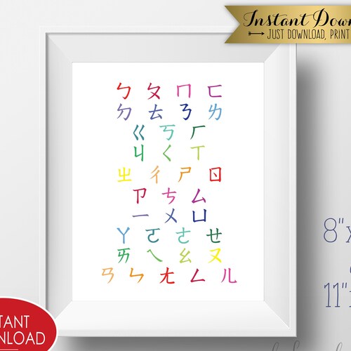 Printable Chinese Alphabet Poster 8x10 & 11x14 Bopomofo - Etsy