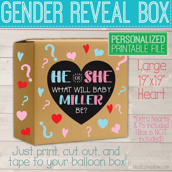 Personalized Gender Reveal Box Sign, Gender Reveal Balloon Box, He or She Gender Reveal Ideas, Gender Reveal Party Gender Reveal Decorations