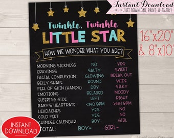 Twinkle Twinkle Little Star Gender Reveal Ideas, Old Wives Tales Chalkboard Sign Printable, Pink Blue Decorations, DIY Party Decor Boy Girl