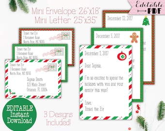 Personalized Mini Elf Letter with Envelope Printable, Customized Note Set PDF Template, Editable Card Prop from Christmas Activities Digital