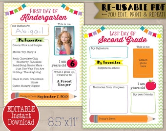 Printable All About Me Book, Editable Memory Book PDF Template, First Day of School Yearbook with Photo, Last Day Digital Scrapbook, Back to