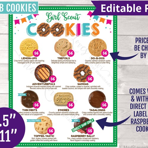 Girl Scout Cookie Lanyard LBB & ABC Baker Cookie Price Menu - Etsy