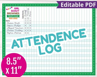 Girl Scout Attendance Sheet With Dues Column Tracker Printable - Etsy
