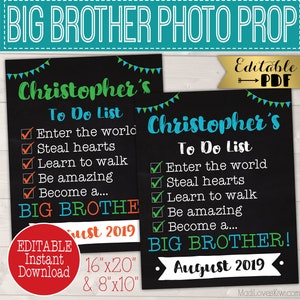 Future Big Brother Announcement Sign Printable, Second Baby Pregnancy ...