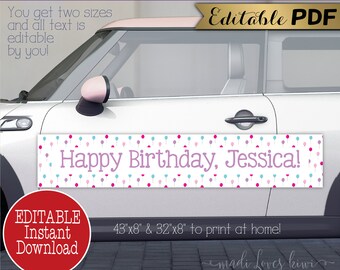 Editable Birthday Car Parade Banner, Printable Drive by Decor, Social Distancing Home Party, Personalized Quarantine Decoration Download Kid