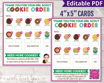 EDITABLE Girl Scout Cookie Thank You Card With QR Code | Etsy