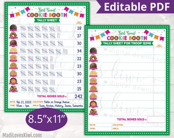 2024 ABC Bakers Girl Scout Cookie Booth Tally Sheet, Printable Sale Inventory Form, Troop Leader Event Profit Tracker Instant Download Chart