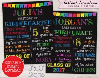First Day of School Sign Reusable Last Day Chalkboard Photo | Etsy