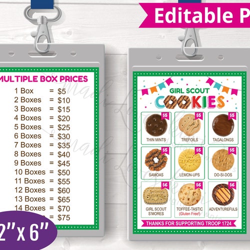 LBB Girl Scout Cookie Booth Menu Sheet Printable Little - Etsy