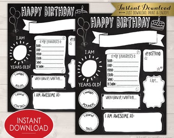 Birthday Chalkboard Template, Reuseable Birthday Sign, Birthday Poster Printable, Printable Birthday Sign, Reuseable Birthday Chalkboard