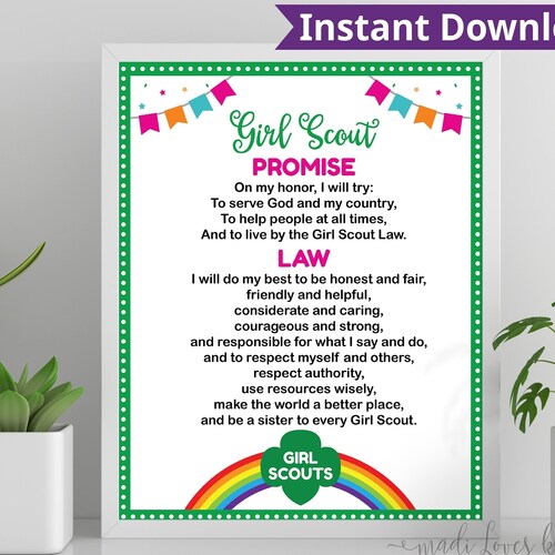 Girl Scout Promise and Law Daisy Flower Printable Instant - Etsy