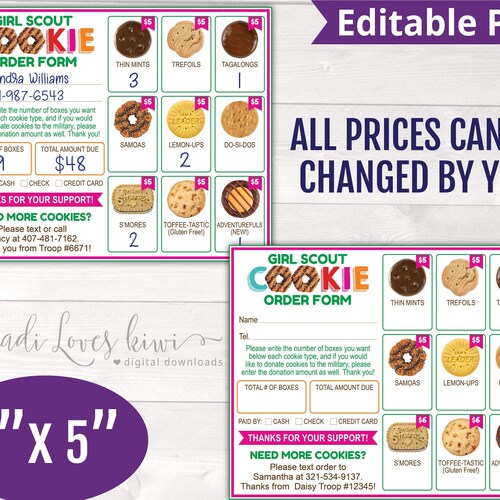 LBB Girl Scout Cookie Booth Menu Price Sheet Printable Little - Etsy
