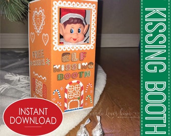 Gingerbread House Elf Kissing Booth Printable, Funny Christmas Activity Prop Idea, DIY Xmas Accessory Instant Download, Mini North Pole Game