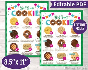 2024 LBB Girl Scout Cookie Menu Instant Download, 8.5x11 Printable Price List, Event Marketing Flyer, Sign Chart Troop Seller Booth Tool DIY