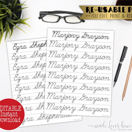 Printable Name Writing Worksheet Editable Handwriting Print - Etsy