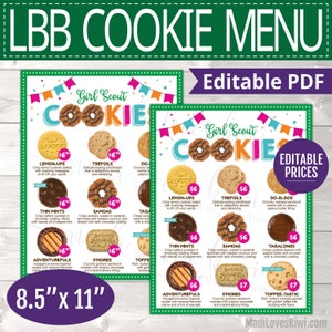 2024 LBB Girl Scout Cookie Menu Instant Download, 8.5x11 Printable Price List, Event Marketing Flyer, Sign Chart Troop Seller Booth Tool DIY