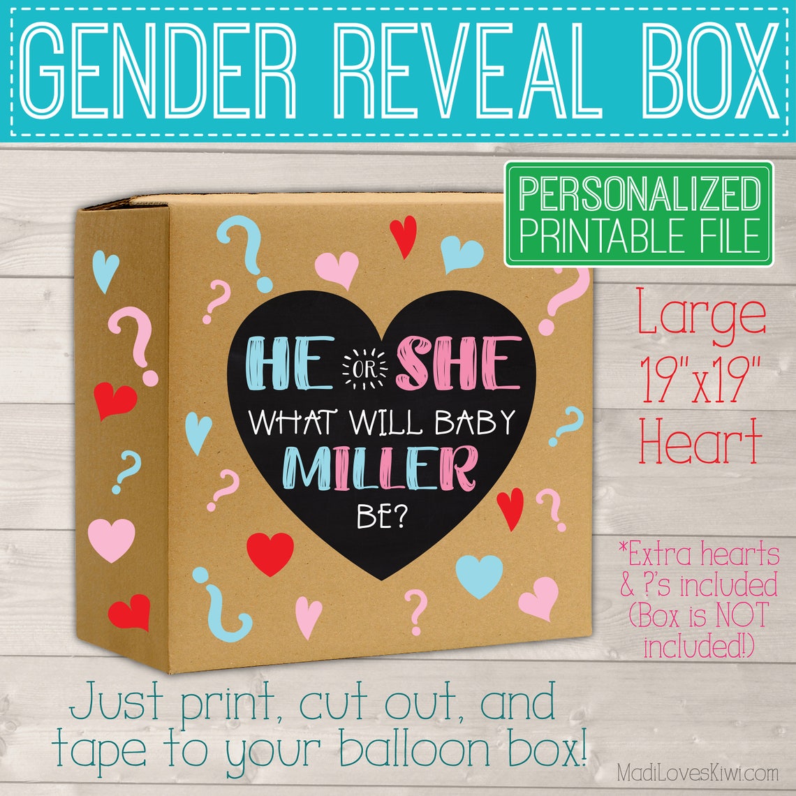 Personalized Gender Reveal Box Sign Gender Reveal Balloon | Etsy