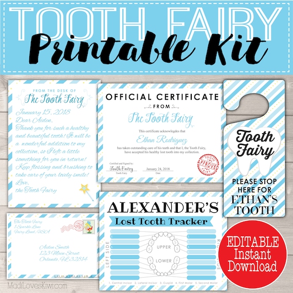 Boy Tooth Fairy Letter Instant Download Kit Pdf Teeth Etsy