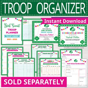 Editable Scout Meeting Agenda, Printable Girl Troop Leader Planner, Activity Log Instant Download Weekly Badge Sheet Chart Monthly Event PDF image 4