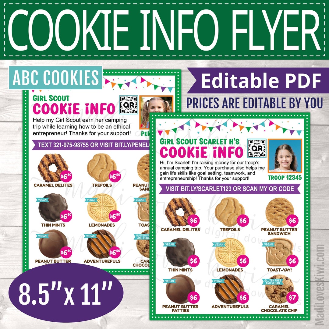 2025 ABC Printable Scout Cookie Info Flyer With QR Code & Photo ...