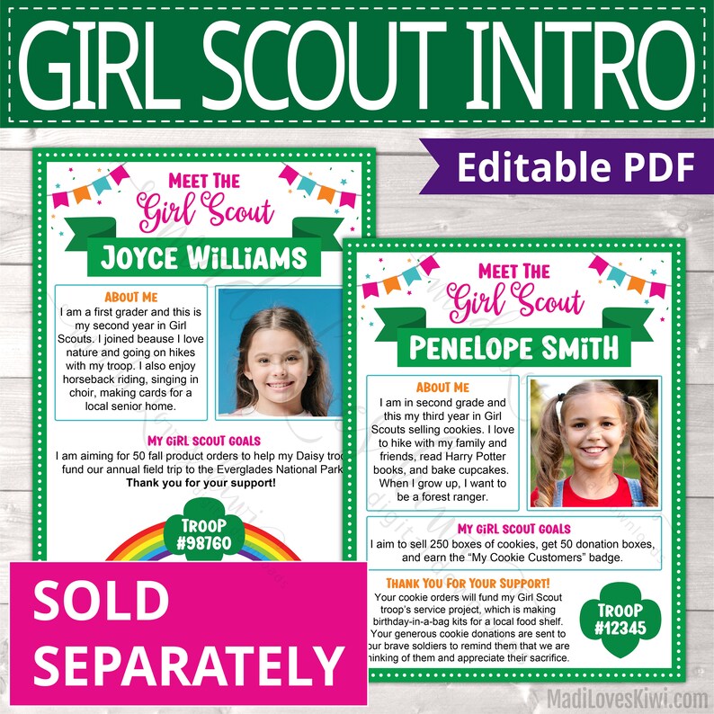 Printable Girl Scout Order Form Editable Cookie Preorder Etsy