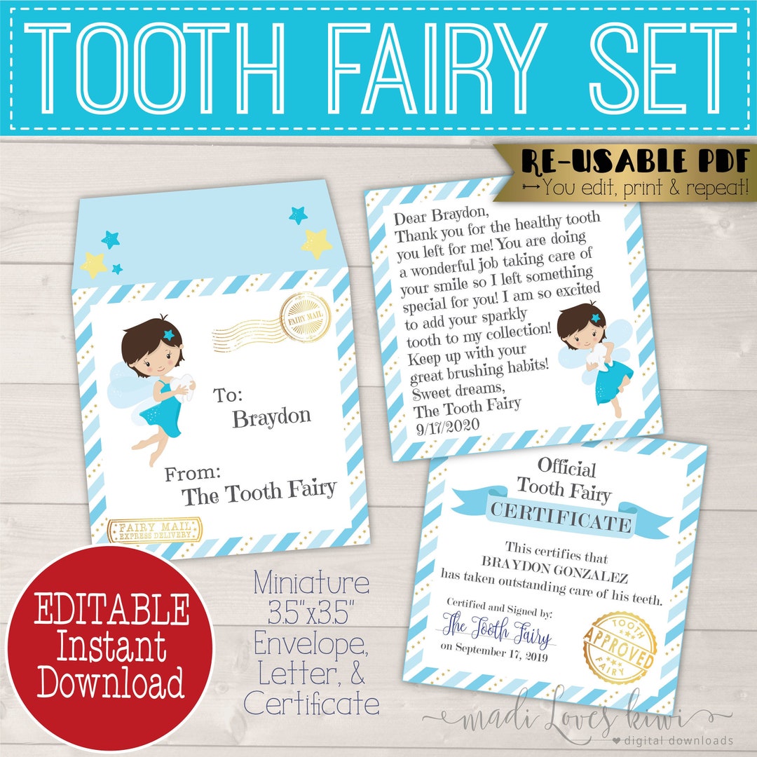 Editable Tooth Fairy Letter Printable, 1st Lost Tooth Certificate PDF ...