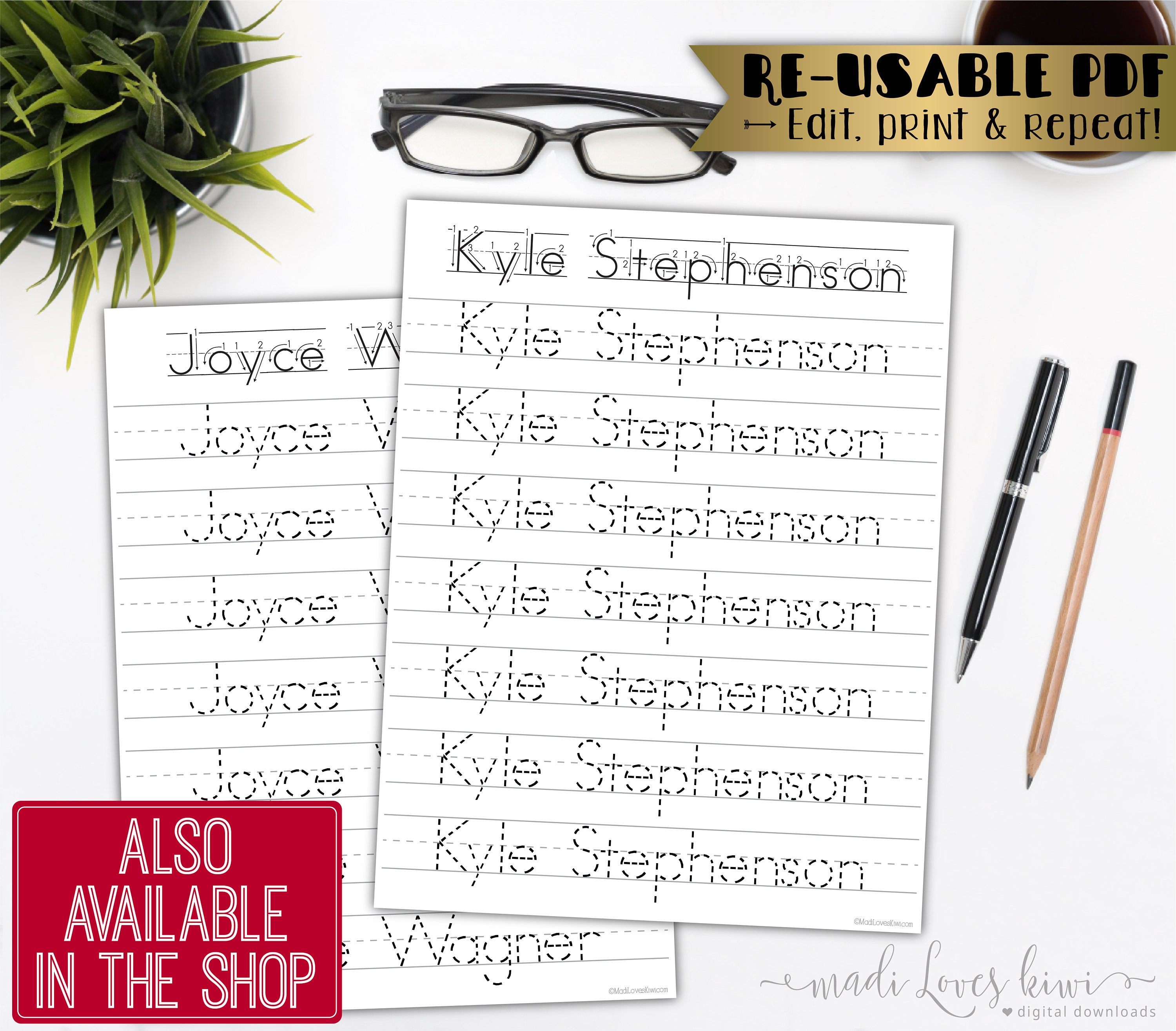 printable name writing worksheet editable handwriting print etsy